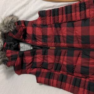 Alpine Design Red and Black plaid hooded Vest